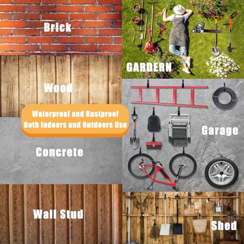 Heavy Duty Utility Hooks for Wall Mount, Garage Wall Hooks, Multi-Use Hose, Bike, Ladder, Chainsaw & Leaf Blower Hanger - 6 Medium (6 M) - size: 6 M