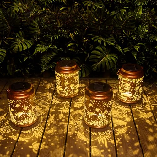 YISITEONE Sea Turtle Outdoor Solar Lanterns, Garden Waterproof Metal Hanging Decor Lights for Patio Yard Pathway Lawn Front Porch, Birthday Gardening Gifts for Women Mom Grandma - style: Sea Turtle