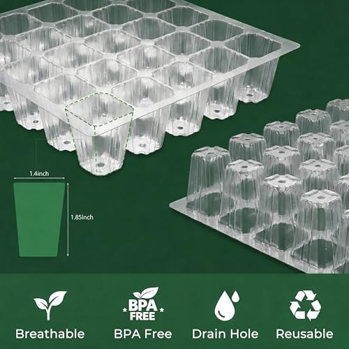 Gardzen 10 Pack 40 Cell BPA Free Seed Starter Tray Kit | Reusable Plant Germination Trays, Adjustable Vents, Sowing Tool, Indoor Gardening Vegetables Herbs Flowers - size: 10-Pack