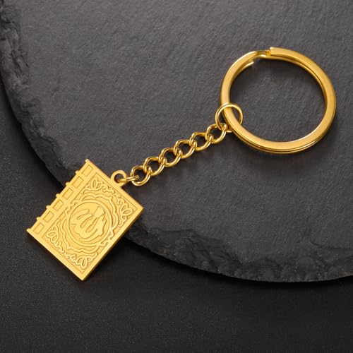 Keychain with Allah Square-shaped Keychain Islam Surah Koran Muslim Amulet Allah Keyrings Religious Keychain Jewelry - color: Allah-k-g