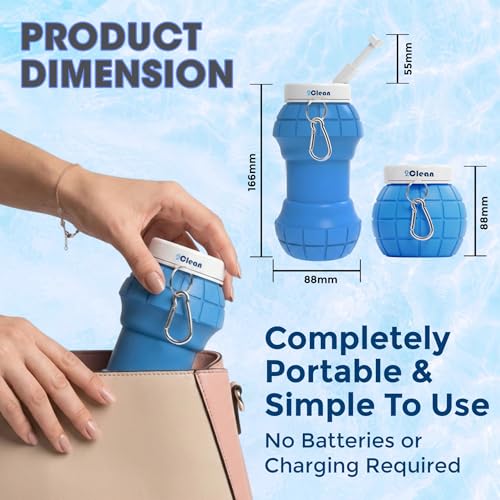 2Clean Portable Travel Bidet, 300ml Collapsible Handheld Peri Bottle Blue - color: Blue