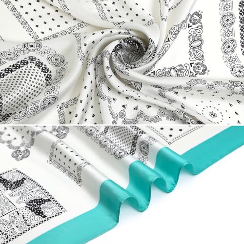 STARWHISPER 27" Square Head Scarf for Women Silk Feeling Satin Scarf Women Fashion Silk Scarf for Wrapping Hair - color: Quadrate3