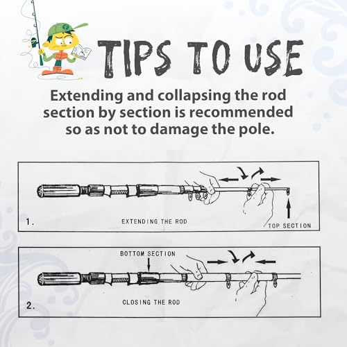 WIDDEN Kids Fishing Pole, Portable Telescopic Kids Fishing Poles for Boys and Girls, Fishing Rod and Reel Combo Kit with Tackle Box, and Fishing Net, Best Fishing Pole for Toddler Youth - color: BLACK