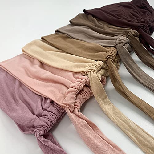 Women Under Scarf Hat Hijab Undercap Islamic Muslim Under Scarf Hijab Cap with Tie-Back Closure - color: White+light Khaki(2pcs)