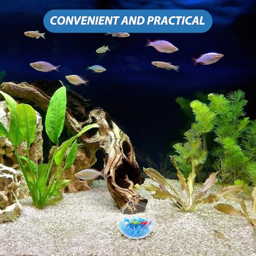 Fish Tank Ornament Aquarium Glass Shrimp Hideout Cave with Frosted Blue Glass Pebbles 50g and Red Decorations for Aquarium Landscaping and Shrimp Shelter