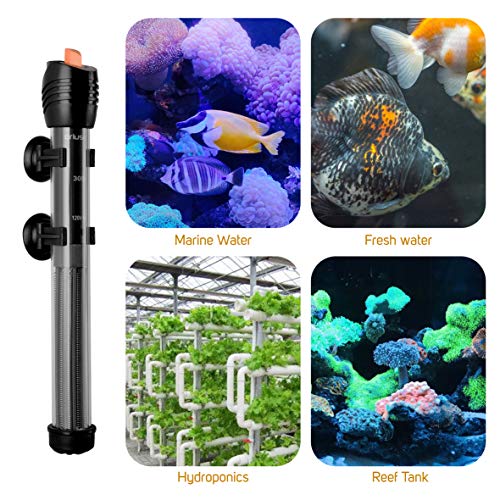 Orlushy Submersible Aquarium Heater, Adjustable Fish Tahk Heater with Free Thermometer Suitable for Marine Saltwater and Freshwater - size: C200