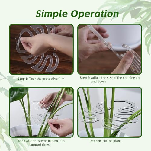 Plant Stem Support,Plastic Monstera Plant Support, Climbing Houseplant Stem Supports, Stem Hook Growth Accessories for Plant (Large-7.8in) - size: Large-7.8in