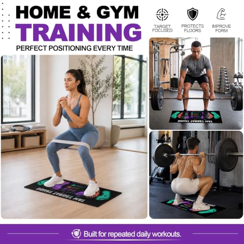 Squat Mat with Foot Position,Non-Slip Workout Mat for Squat & Leg Exercises - color: Purple Black