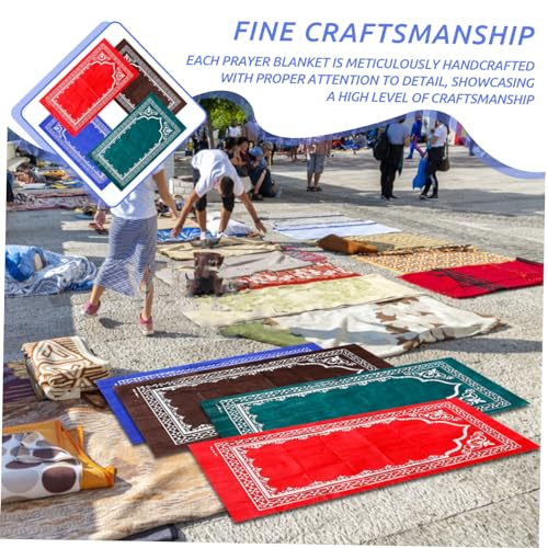 4pcs Soft Islamic Prayer Mats Delicate Patterns Padded Muslims Rug Eid Festival Decorative Rugs for Boys and Girls and Adults