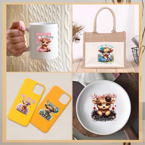 Highland Cow UV DTF Cup Wraps - 20 Sheet Cute Highland Cow UV DTF Transfer Stickers, Cartoon UVDTF Cup Wraps for Glass, Waterproof Transfer Sticker, DIY Crafts - color: Cow175