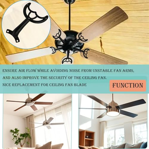 Ceiling Fan Blades Arms Replacement, 4 Pcs 52" Fan Blade Replacement Parts Mounting Bracket Kit for Replacing The Worn Fan Blades, Black - color: Black