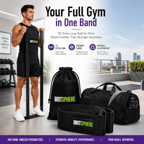 76-Inch Long Fabric Resistance Bands for Women & Men | Heavy Duty, Pull Up Assistance, Non-Slip Elastic, Home Gym Equipment, Strength Training, Pilates & Calisthenics - color: Black