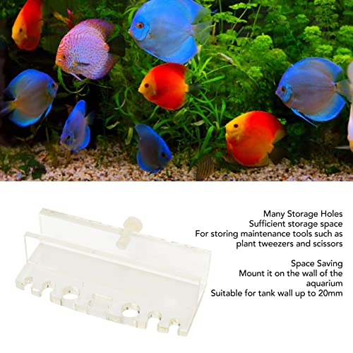 Aquarium Tool Holder Wall Mounted | Acrylic Fish Tank Organizer for Water Plant Tweezers/Scissors | Space - Saving Storage Rack with 20mm Thickness Compatibility