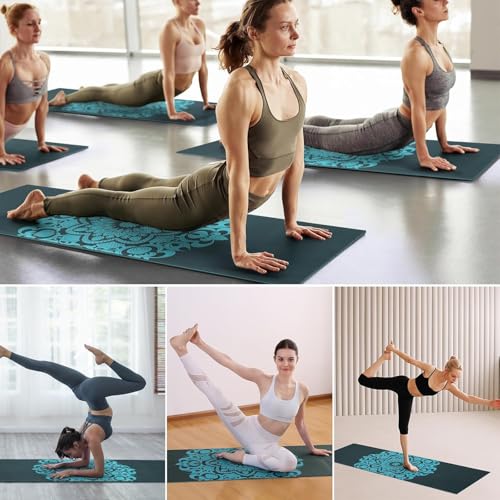 Avoalre Folding Yoga Mat, Eco-Friendly PVC Travel Yoga Mat Packable, Double Sided Non-Slip Printed Yoga Mats with Bag for Home Workout Gym Exercise Fitness Pilates Stretching (72" x 32" x 0.24" Thick) - color: Green