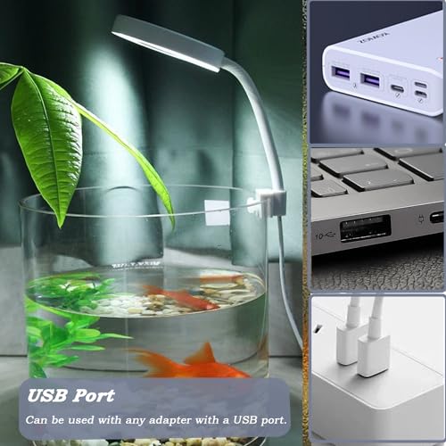 Upgraded Aquarium Light with Timer Clip On Fish Tank LED Light Small USB Light Dimmer Multi-Color White+Warm Yellow+Yellow 1 to 5 Gal (Adapter NOT Included) - size: White-Dimmer+Timer