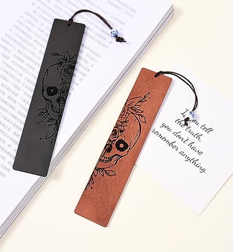 4 Pcs Wooden Bookmark Set, Book Marks for Book Lovers, Unique Bookmarks Gifts for Men Boy (Dragon and Skull) - style: Dragon and Skull