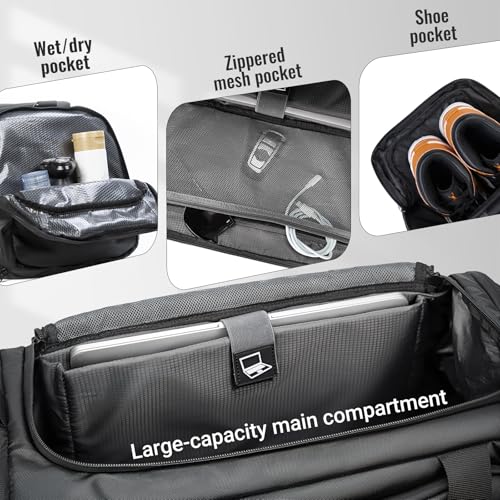 reeyee 40L Convertible Gym Duffel Bag Backpack, Water Repellent Sports Travel Bag with Shoe Compartment, Wet Pocket & Insulated Cooler, 3-in-1 Weekender Carry On Bag for Men Women