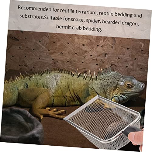Abaodam 2PCS Stainless Steel Reptile Shovels Portable Substrate Scooper for Tortoises Lizards and Snakes Convenient Litter Cleaning Tools Fine Mesh Design