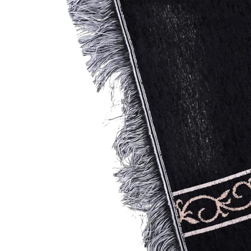 Tnfeeon Authentic Muslim Prayer Rug Soft Cotton with Tassels Portable Foldable Mat for Meditation Home Travel Islamic Prayer Carpet with Storage Bag for Men Women