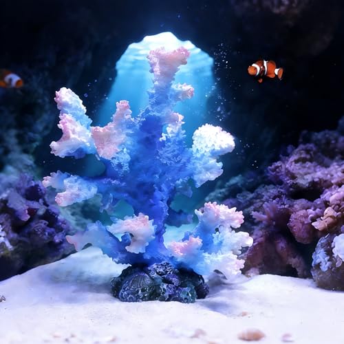 Generic Artificial Coral Reef Aquarium Ornament, Polyresin & Plastic Fish Tank Decoration for Marine Landscape, Beach Coastal Coral Statue Sculpture for Home Bathroom Desktop Shelf, Marine Themed Gift