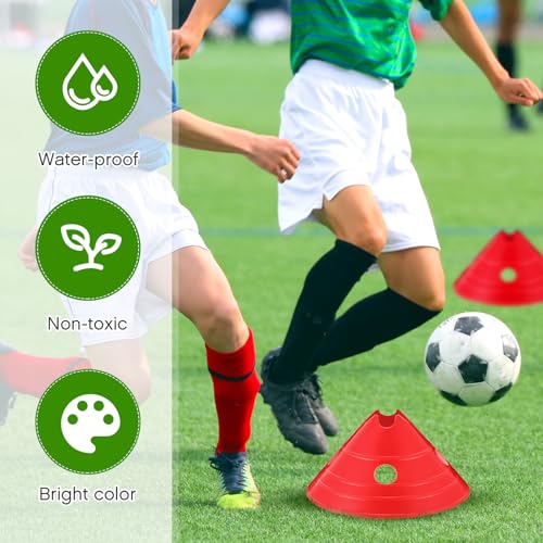 Jumbo Disc Cones Jumbo Soccer Cones with Mesh Bag Giant Large Agility for Soccer Training Adult Sports - color: Red
