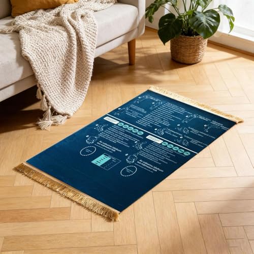 Guided Prayer Mat, Read in English and Say It in Arabic, Non-Slip Educational, Guided Prayer Mat for Salah and Meditation (Blue) - color: Blue