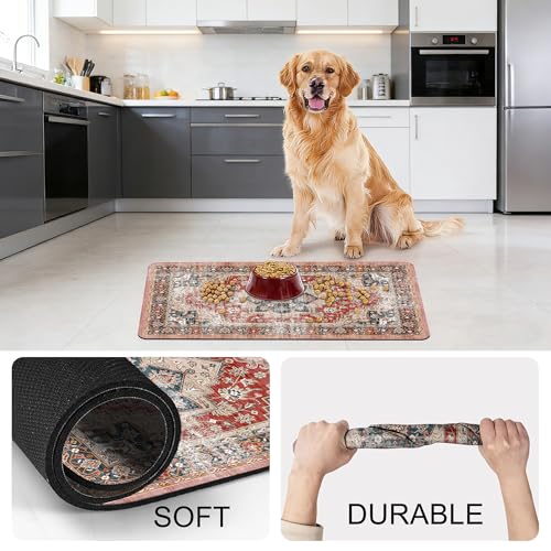Cat Food Mat Pet Feeding Mats Dog Bowls Mat Cat Water Mat 12x20 Inch Boho8 - color: Bohemia Style 08
