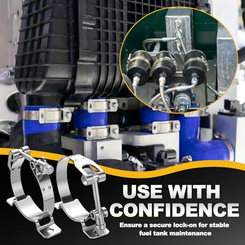 Lounsweer 2 Pcs Universal Tank Mounting Bracket Mounted Adjustable Pipe Hose Clamp Galvanized Steel Fuel Hose Clamp Features Locking Nut for All 3" to 3.25" Diameter Coolant Propane Tanks Holder