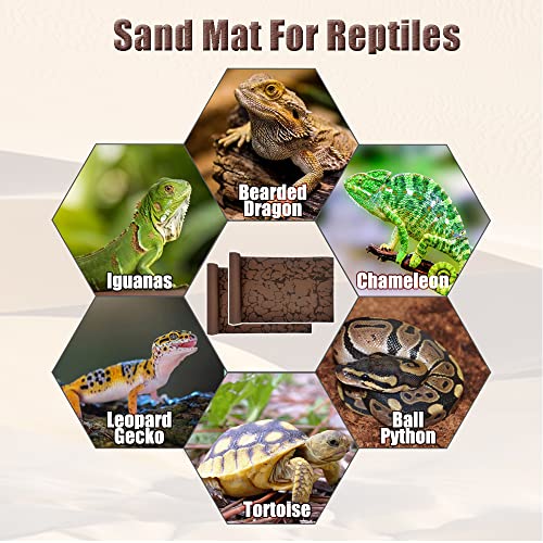 Tfwadmx Reptile Carpet Sand Mat for Bearded Dragon Terrarium Substrate Liner Brown Leopard Gecko Tank Accessories Lizard Bedding Mats for Tortoise Turtle Snake Chameleon with Tweezers 12x20In (2 Pcs) - size: S:11.8"x19.7" (2Pcs)