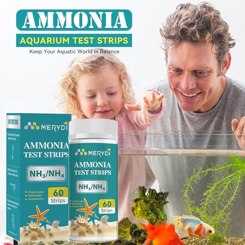 Ammonia Test Strips,60 Strips Aquarium Test Kit for Fish Tanks & Ponds, Quick & Accurate Freshwater Saltwater Testing Strips - color: ammonia test strips