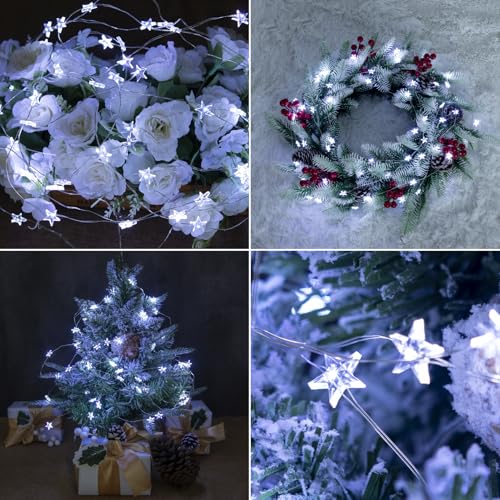 6Packs 6.6ft 20LEDs Star Fairy Lights Battery Operated,Silver Wire - color: Silver Wire, size: 120 Leds