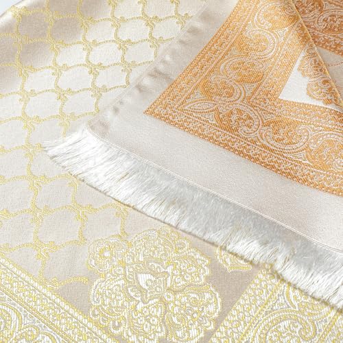 Prayer Rug Muslim Prayer Mat for Kids Men Women - Soft Thin Prayer Carpet Mats Islam for Eid Travel Ramadan, Mubarak Islamic Gifts (Champagne) - color: Champagne