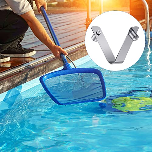 Oudain 20 Pcs Stainless Steel Universal Clip for All Swimming Pool Push Button Spring Clip Spa Skimmer/Nets Locking Double Pin and 1 Pcs Plastic Storage Box for Above Ground or Inground Pool