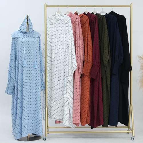 Upgraded Abaya Dress for Women 1PC Hoodie Polka Dot Modest Prayer Robe - color: Army Green, size: Size 1