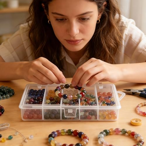 3 Pack 5-Grid Clear Plastic Fishing Tackle Accessory Box Fishing Tackle Storage Fishing Lure Bait Hooks Storage Box, 7x4.3x1.2inch