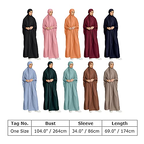 ODIZLI Muslim One Piece Prayer Hijab Dress Women Hooded Abaya Full Cover Islam Dubai Modest Robe - color: Gray, size: One Size