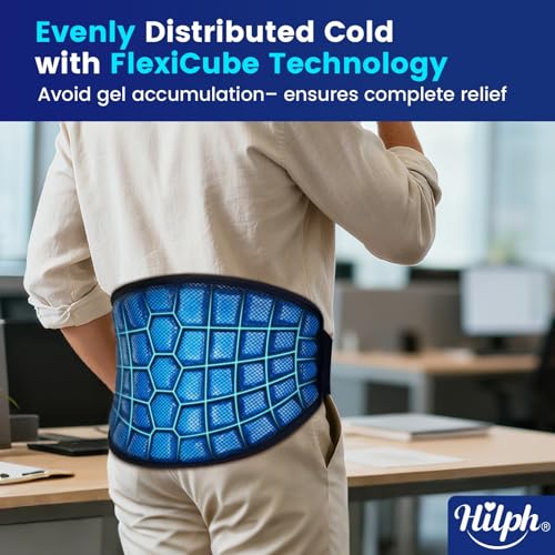 Hilph 2 Hours Long Lasting Ice Pack for Back Pain Relief - Large Cold Pack Wrap with Ice Grid Design for Lower Back, Reusable Cold Compress for Waist, Lower Lumbar, Sciatica, Tailbone, 15.2'' x 9.3''