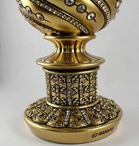 Islamic Table Decor Gift Egg Sculpture Statue Muslim Showpiece Home Decor Gifts Eid Ramadan Arabic Ayatul Kursi (6.3in Gold)