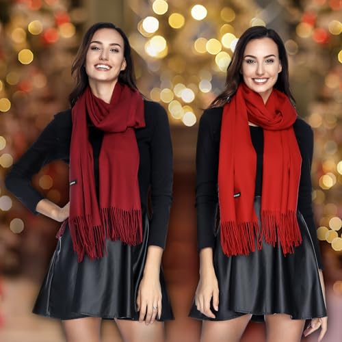 Pashmina Shawl Wraps Scarves Evening Dresses Wedding Bridesmaid for Women - color: Red