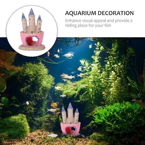 POPETPOP Aquarium Decorations Heart Castle - Fish Tank Decorations Cichlids Fish Hideout House for Girls Gift Toy Pink