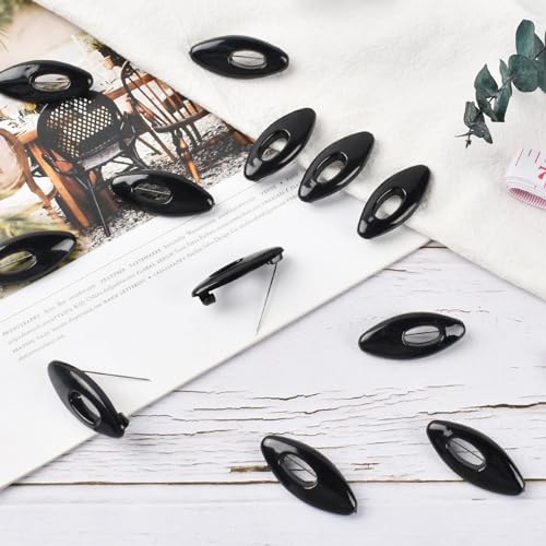 Black Scarf Safety Pins, Plastic Cover Pins Oval Safety Pin For Safety Locking Clothes Brooch Pins Scarf Clips Set of 30 Hanycon