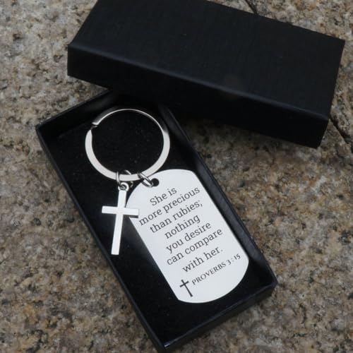 GiftYou Inspirational Scripture Metal Key Chains with Cross Pendant - Bible Verse Keychain Religious Gift for Christian - color: Proverbs 3:15