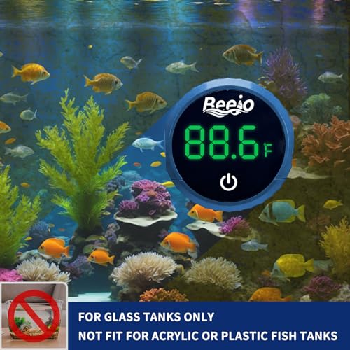 Fish Tank Magnetic Glass Cleaner, Fish Tank Thermometer, 2-in-1 Aquarium Thermometer Digital with Touch Digital Thermometer, Floating Mini Algae Scraper Cleaning Tool Specially for Glass Fish Tanks - color: Blue