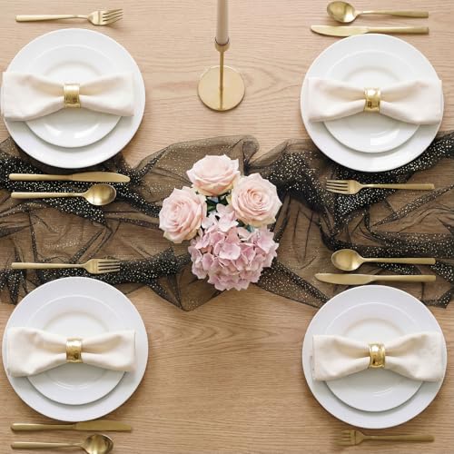 1pc Fall/Halloween Table Runner 10 ft Black Metallic Foil Sheer - color: Black