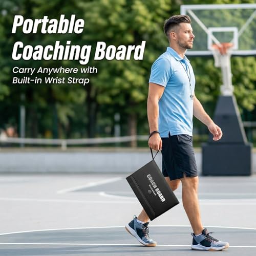 Basketball Clipboard for Coaches, Magnetic Basketball Coaching Board with Player Magnets, Double-Sided Court Tactic Board, Portable Coaching Clipboard for Game & Training, Great Gift for Coaches