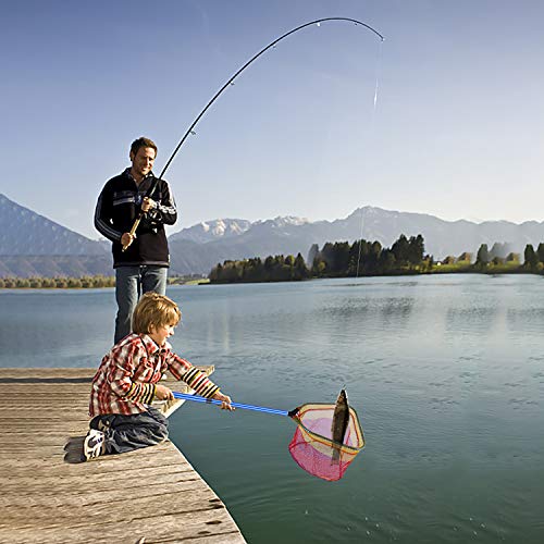 Kids Fishing Net - Telescoping Bait, Minnow, and Butterfly Net With 11.4" Depth, Handle Extends to 30" for Easy Catch and Release - color: Blue-1pack