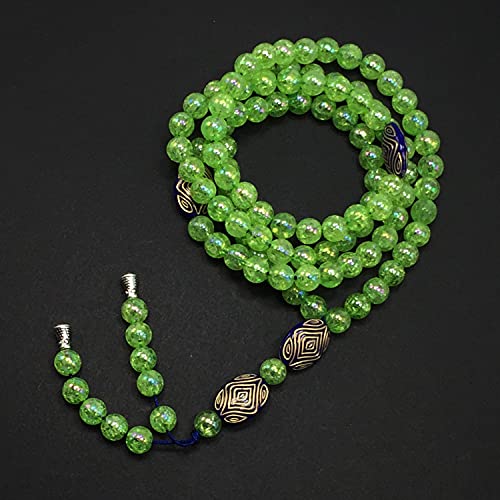 -8MM -99 Beads Necklace DHIKR TASBIH Collection- Imitation Acrylic Muslim Beads-Tesbih-Tasbih-Tasbeeh-Misbaha-Masbaha-Subha-Sebha (Shiny Light Green) - color: Shiny Light Green