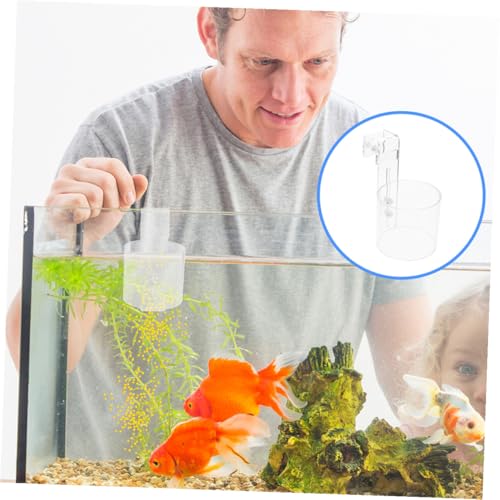 Tofficu Fish Feeding Circle Acrylic Anti-Scatter Fish Food Feeding Ring Betta and Shrimp Aquarium Feeder with 80 Hook Design