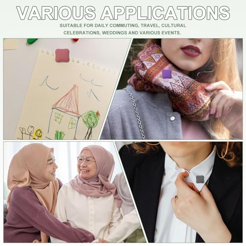 Hijab Magnetic Pins, Strong Hijab Pins Square Magnetic Buttons Pinless Headscarf Clips - Fitting for (Clothing - Dress - Scarf - Women) 12 Pack & 0.4 in & Black - color: Black