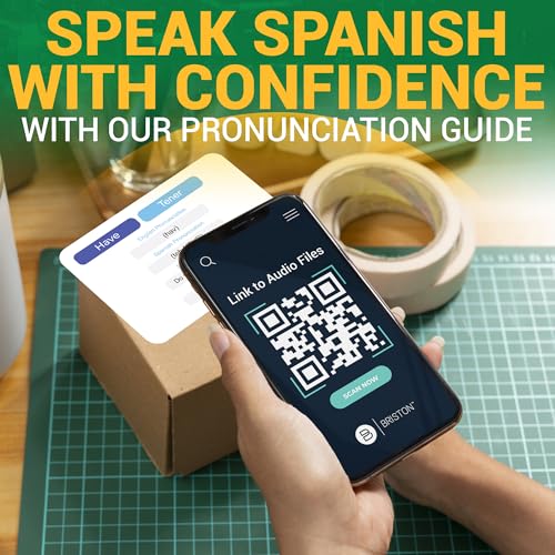 Briston Spanish Vocabulary Flash Cards – 600 English to Spanish Flashcards with Example Sentences & Pronunciations – Language Learning Cards for Kids & Adults, Classroom, Homeschool Study Set